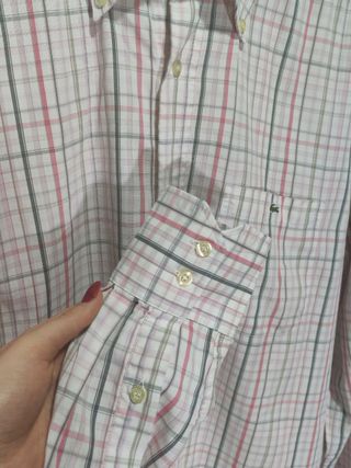 Camicia Lacoste Uomo Quadretti Bianca Taglia L