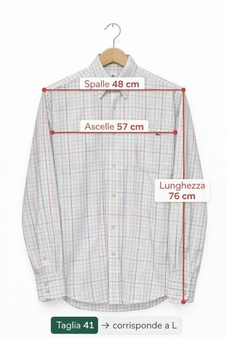 Camicia Lacoste Uomo Quadretti Bianca Taglia L