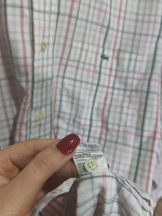 Camicia Lacoste Uomo Quadretti Bianca Taglia L