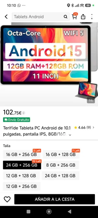 Tablet TenYide Plata
