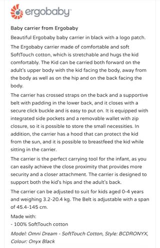 Mochila Ergobaby 360 Pure Black