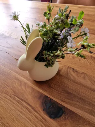 Maceta Conejo Pascua Cerámica Beige