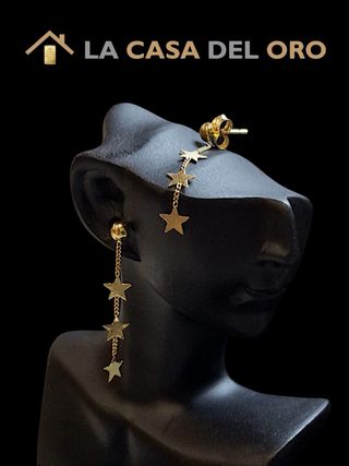 Pendientes Largos Estrellas Oro 18kt