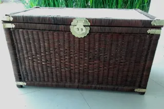 Baúl Arcón de Ratán con asas Asiático Vintage