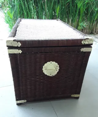 Baúl Arcón de Ratán con asas Asiático Vintage