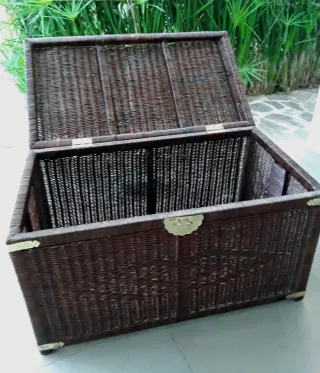 Baúl Arcón de Ratán con asas Asiático Vintage