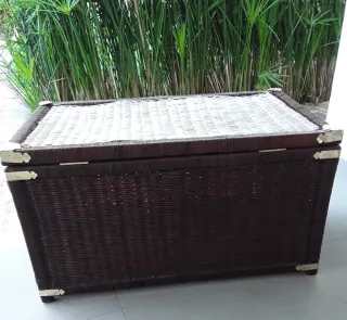 Baúl Arcón de Ratán con asas Asiático Vintage