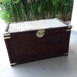 Baúl Arcón de Ratán con asas Asiático Vintage