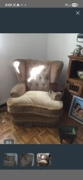 SOLO esta semana butaca de terciopelo beige