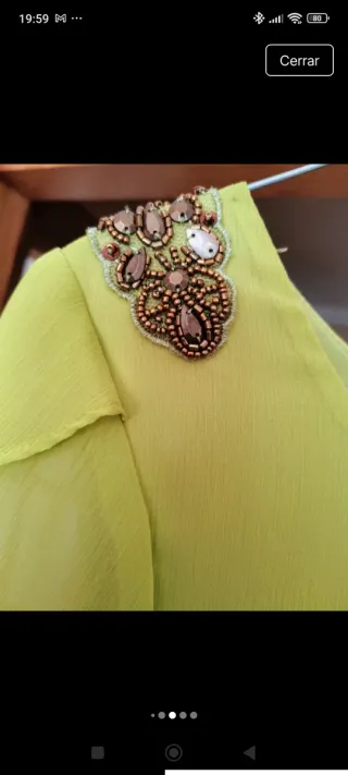 Vestido de ceremonia verde y amarillo