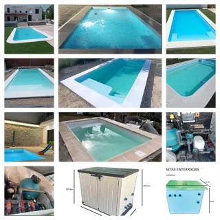 Piscinas de poliéster azul y blanco