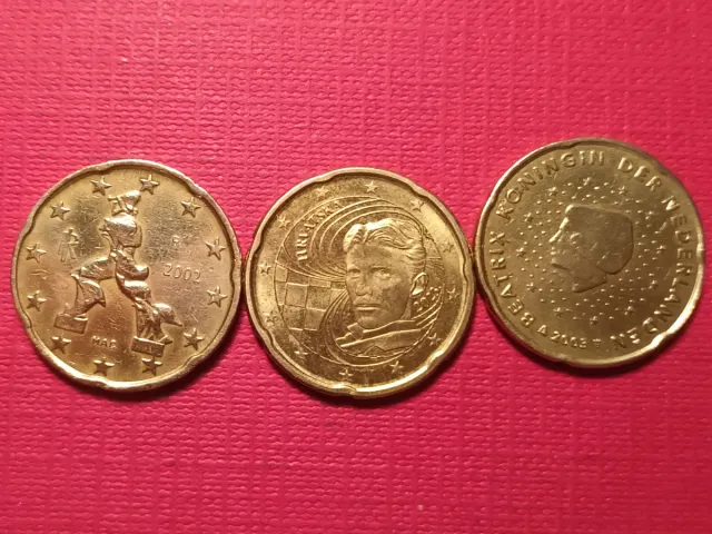 3 Monedas 20 cts: Italia, Croacia, Países Bajos