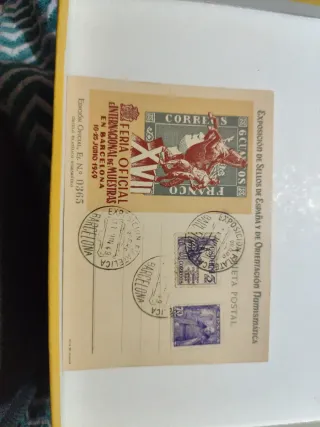 Tarjeta Postal España 1949 Numismática