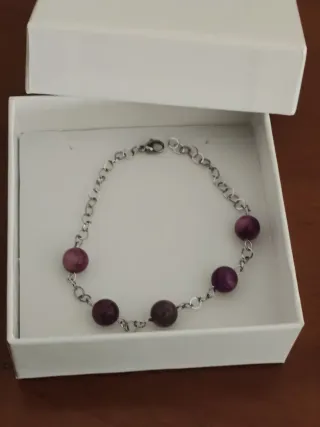 Bracciale acciaio e pietre viola