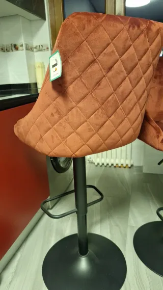 Taburete Alto Cocina Hnnhome Terciopelo color vino