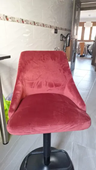 Taburete Alto Cocina Hnnhome Terciopelo color vino