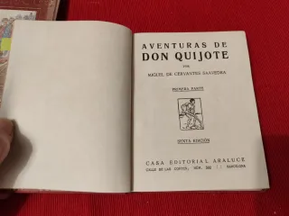 Dos tomos "Aventuras de Don Quijote" Araluce, 1936
