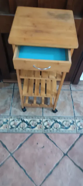 Carrito Auxiliar Bambú Cocina con Cajón