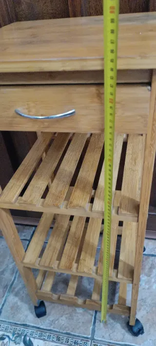 Carrito Auxiliar Bambú Cocina con Cajón