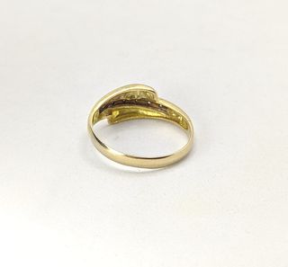 Anillo de oro combinado 18k diamantes, 3.45g, T-25