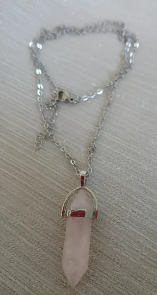 Colgante Cuarzo Rosa Hexagonal y Pulsera de cuarzo