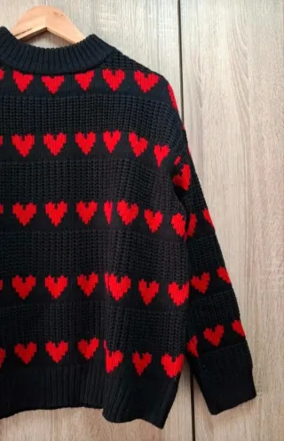 Jersey Negro Corazones Rojos Shein Talla XL