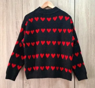 Jersey Negro Corazones Rojos Shein Talla XL