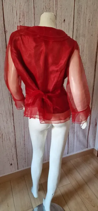 Blusa Romántica Organza Roja - Costura Europea