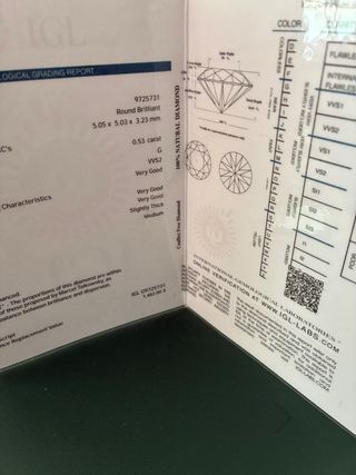 Pendiente Oro 18k Diamante Natural 0.53Ct,Certific