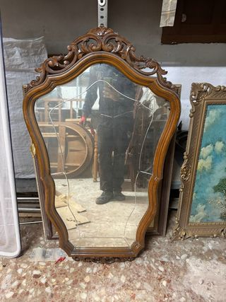 Espejo antiguo madera tallada
