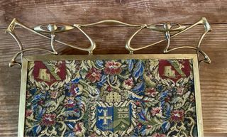 Pantalla Chimenea Art Nouveau Metal y Tela