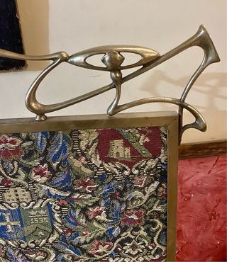 Pantalla Chimenea Art Nouveau Metal y Tela