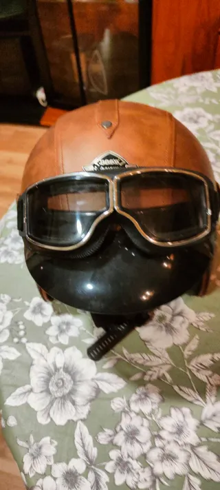 Casco Moto Cuero Vintage Boss E40 Talla M