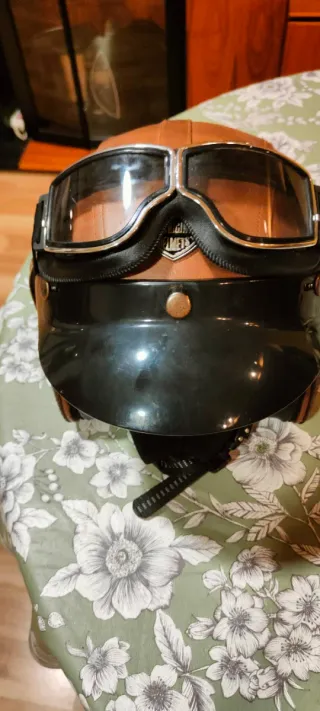 Casco Moto Cuero Vintage Boss E40 Talla M