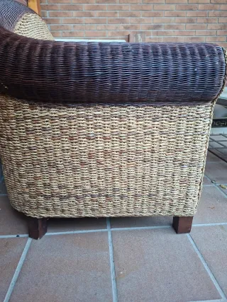 Sofá 3 plazas ratán y mimbre