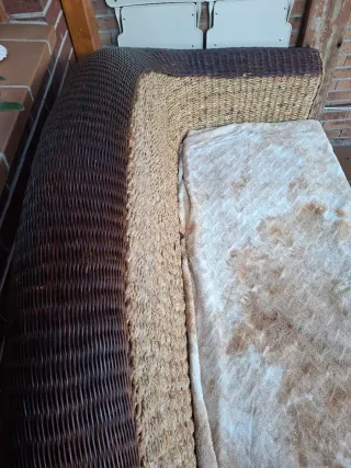 Sofá 3 plazas ratán y mimbre
