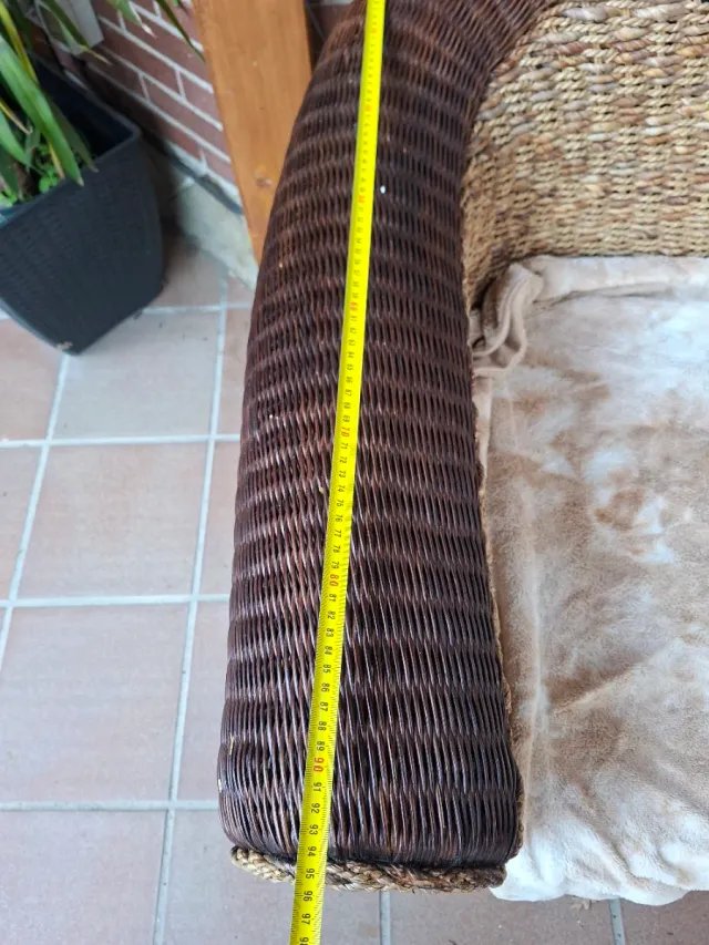 Sofá 3 plazas ratán y mimbre