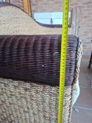 Sofá 3 plazas ratán y mimbre