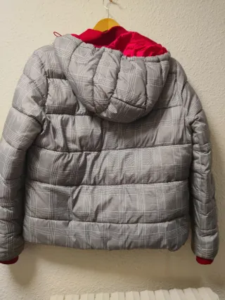 Cazadora cuadros gris y rojo
