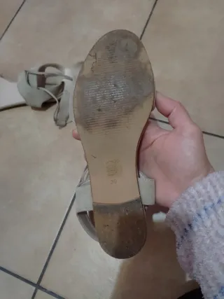 Sandali schiava vera pelle camoscio beige