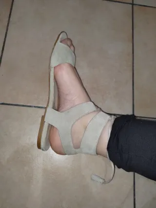 Sandali schiava vera pelle camoscio beige