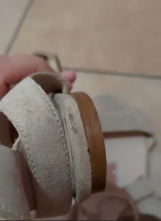 Sandali schiava vera pelle camoscio beige