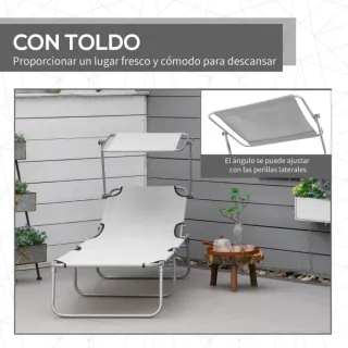 Tumbona Plegable con Toldo Ajustable