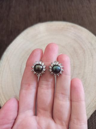 Pendientes Plata 925 Perla Negra