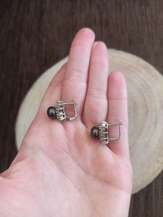 Pendientes Plata 925 Perla Negra
