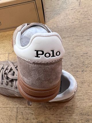 Tênis Ralph Lauren Bedford Suede Taupe Novos T41