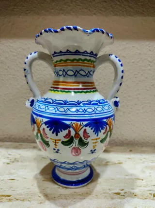 Pareja Jarrones Cerámica Multicolor