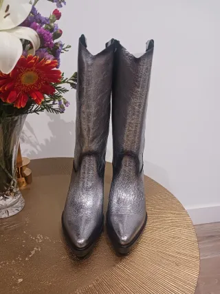 Botas Jose Saenz Cowboy Plateadas Talla 39