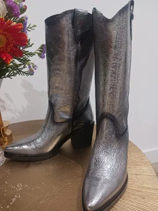 Botas Jose Saenz Cowboy Plateadas Talla 39