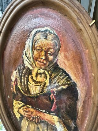 Dipinto antico su piatto ovale